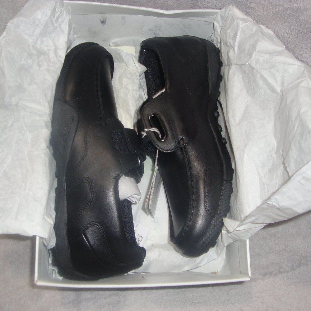 Men's/boys/unisex Geox Respira Italian black leather J.W. Snake moc NIB size 39